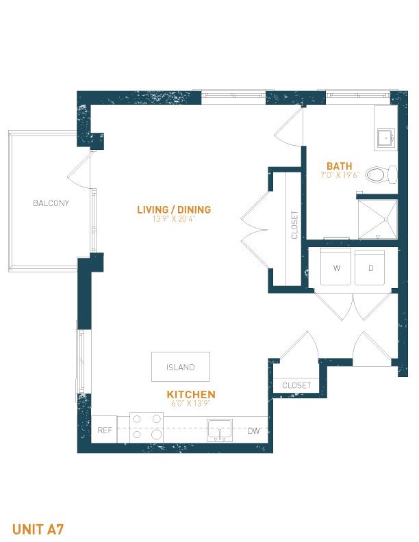 View Brookland Press's Forge 925-B616 Studio Apartment Floor Plan in DC